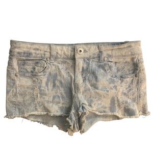 Light Blue Acid Wash Denim Shorts